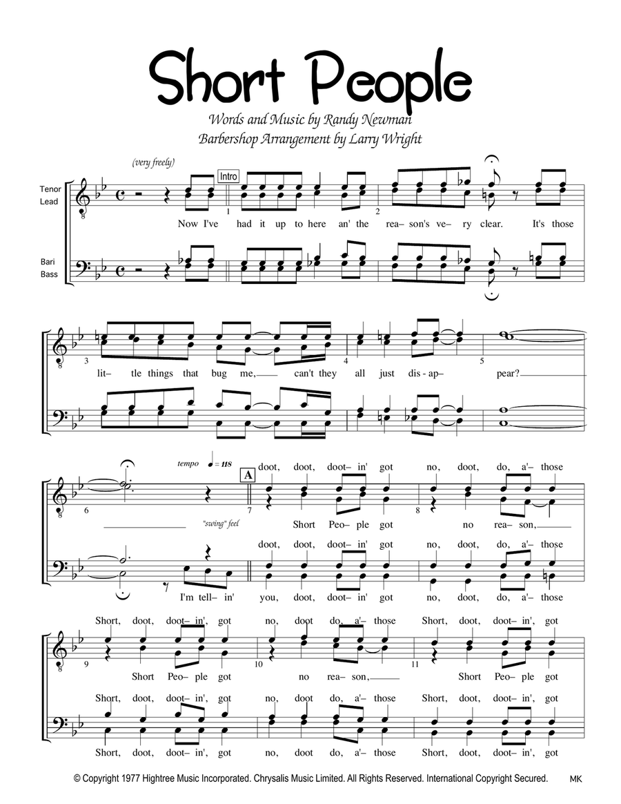 Short People TTBB scores gallery preview page 1