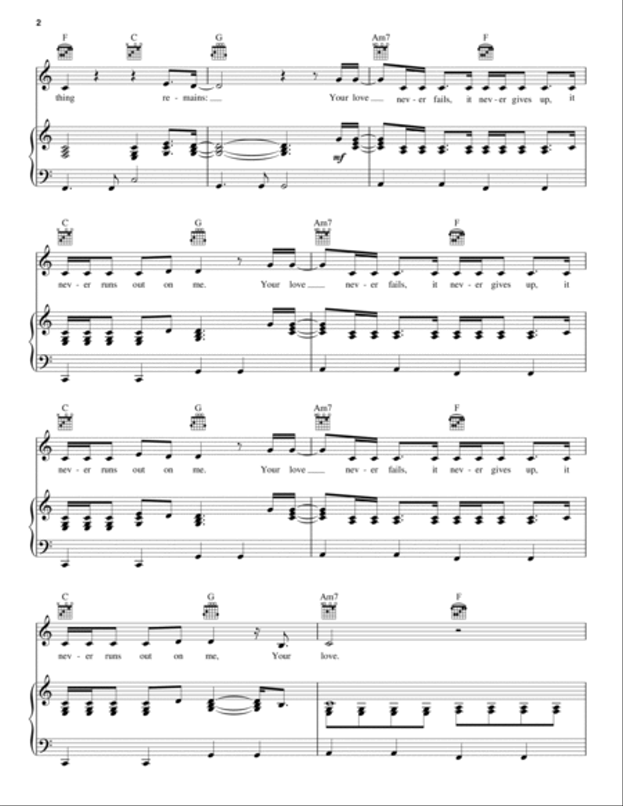 Your Love Never Fails sheet music for piano solo (PDF)