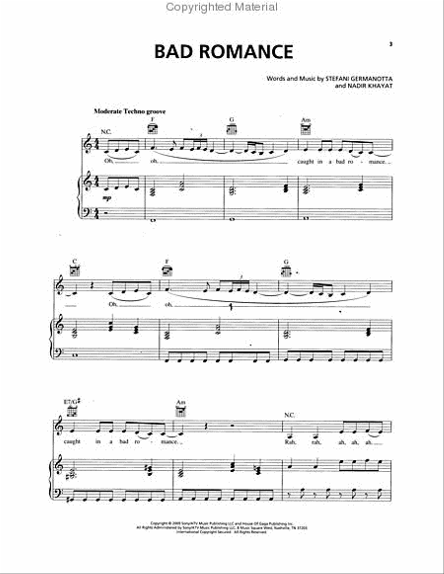 Lady Gaga - The Fame Monster Piano, Vocal, Guitar scores gallery preview page 2