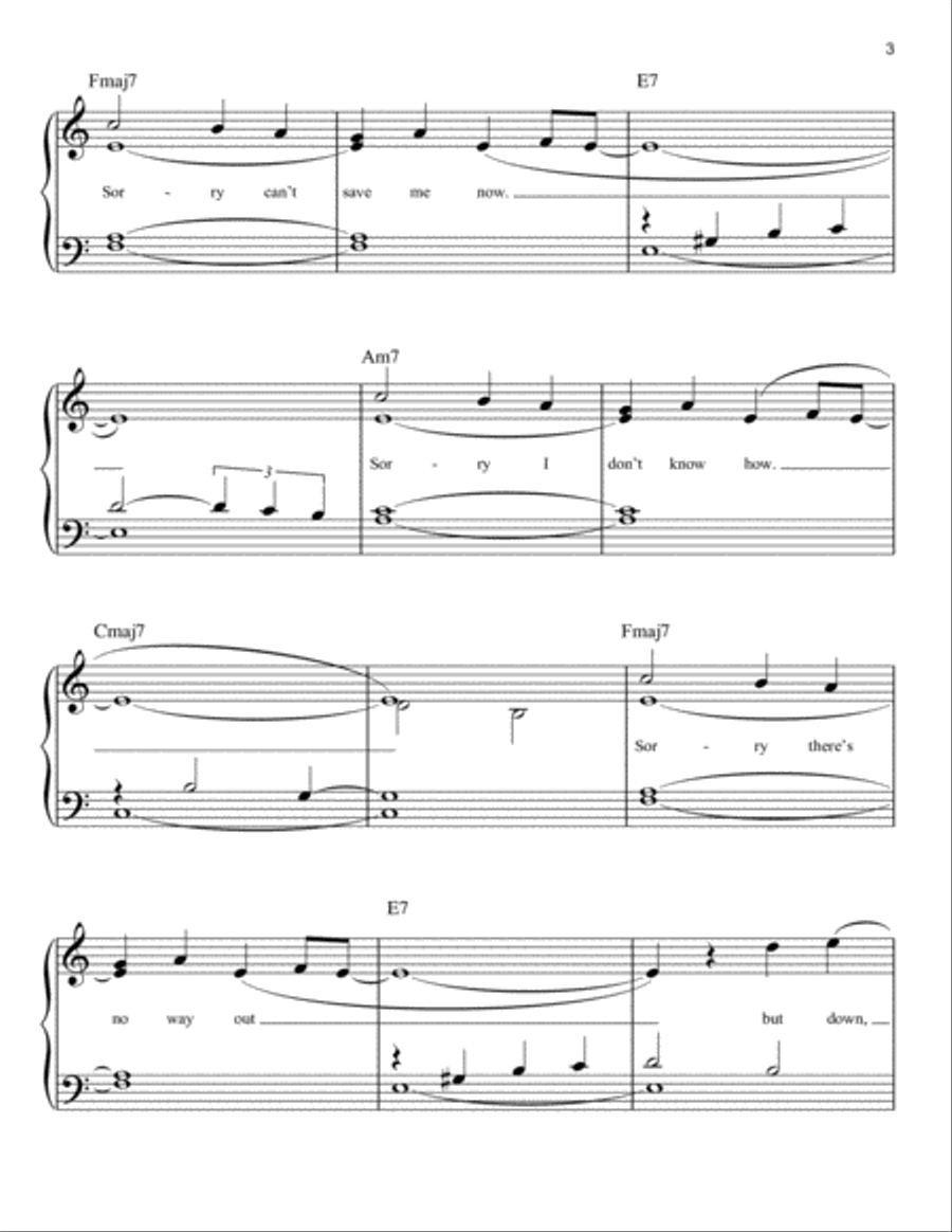 listen before i go listen before i go Easy Piano scores gallery preview page 3