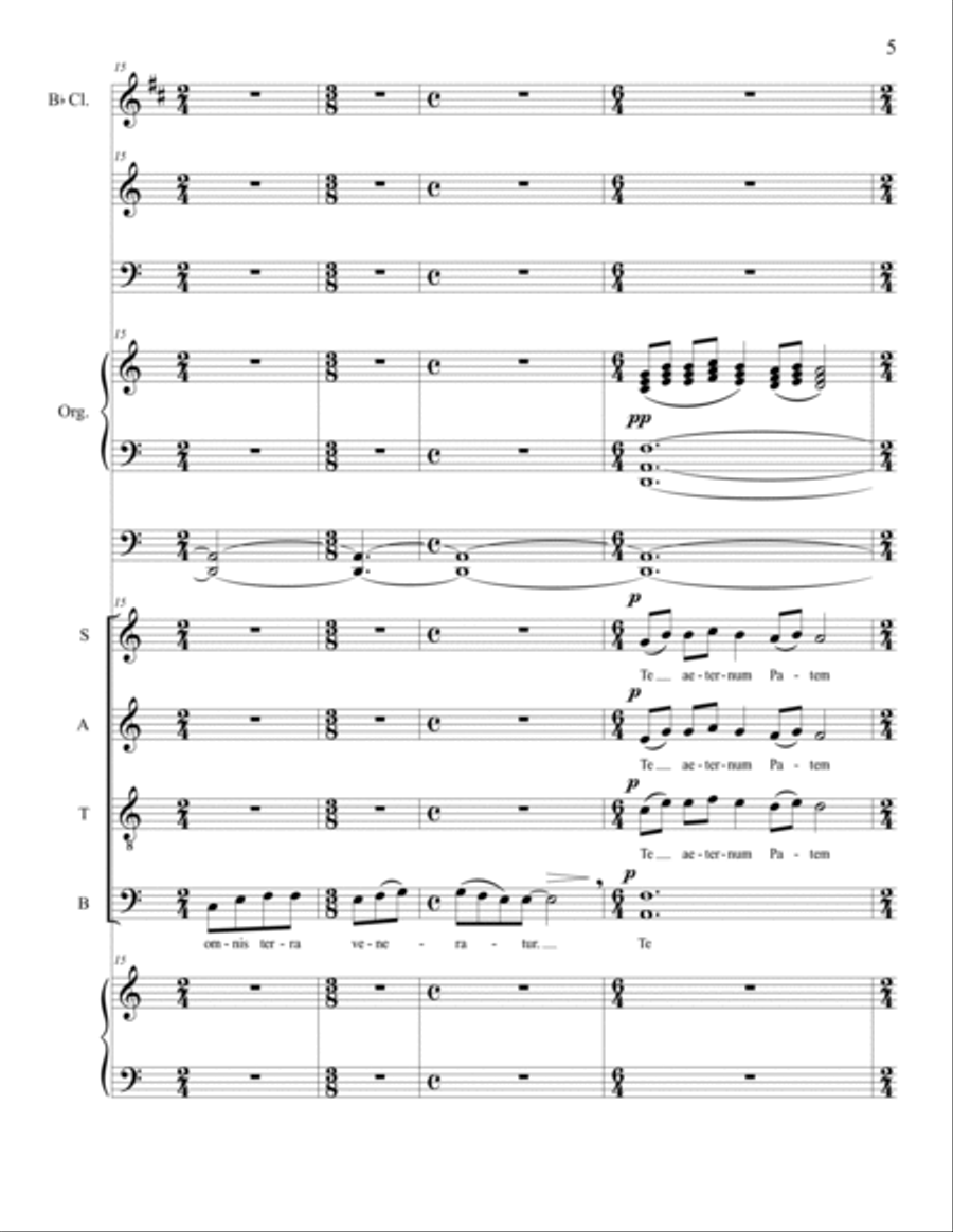 Arkady Leytush - 'Te Deum' for SATB Choir, Clarinet, Organ, Harpsichord and Carillon Arkady Leytush - 'Te Deum' for SATB Choir, Clarinet, Organ, Harpsichord and Carillon 4-Part scores gallery preview page 5
