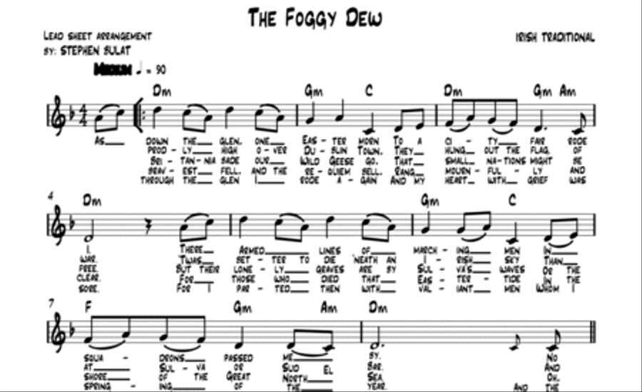 The Foggy Dew (Sinead O'Connor, The Chieftains) - Lead sheet in original key of Dm