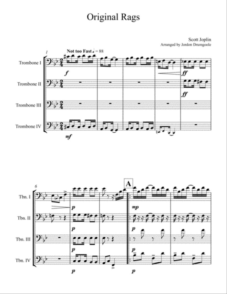 Original Rags Woodwind Quartet scores gallery preview page 2