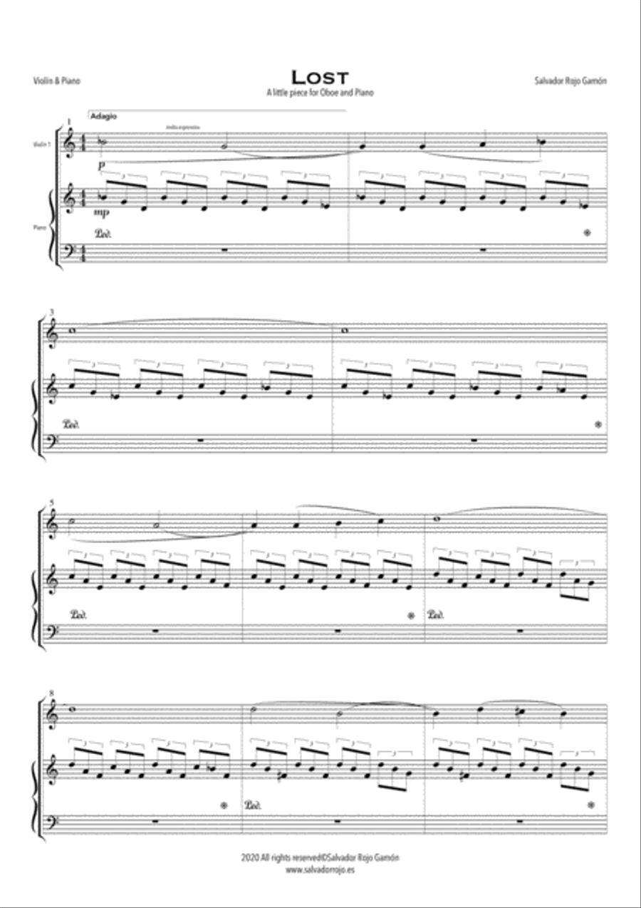 Lost for Violin and Piano Violin scores gallery preview page 1