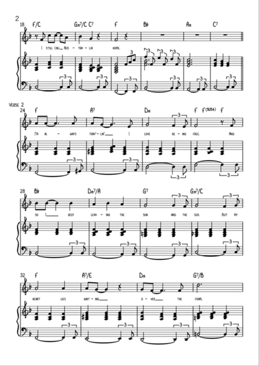 I Still Call Australia Home Piano, Vocal, Guitar scores gallery preview page 2