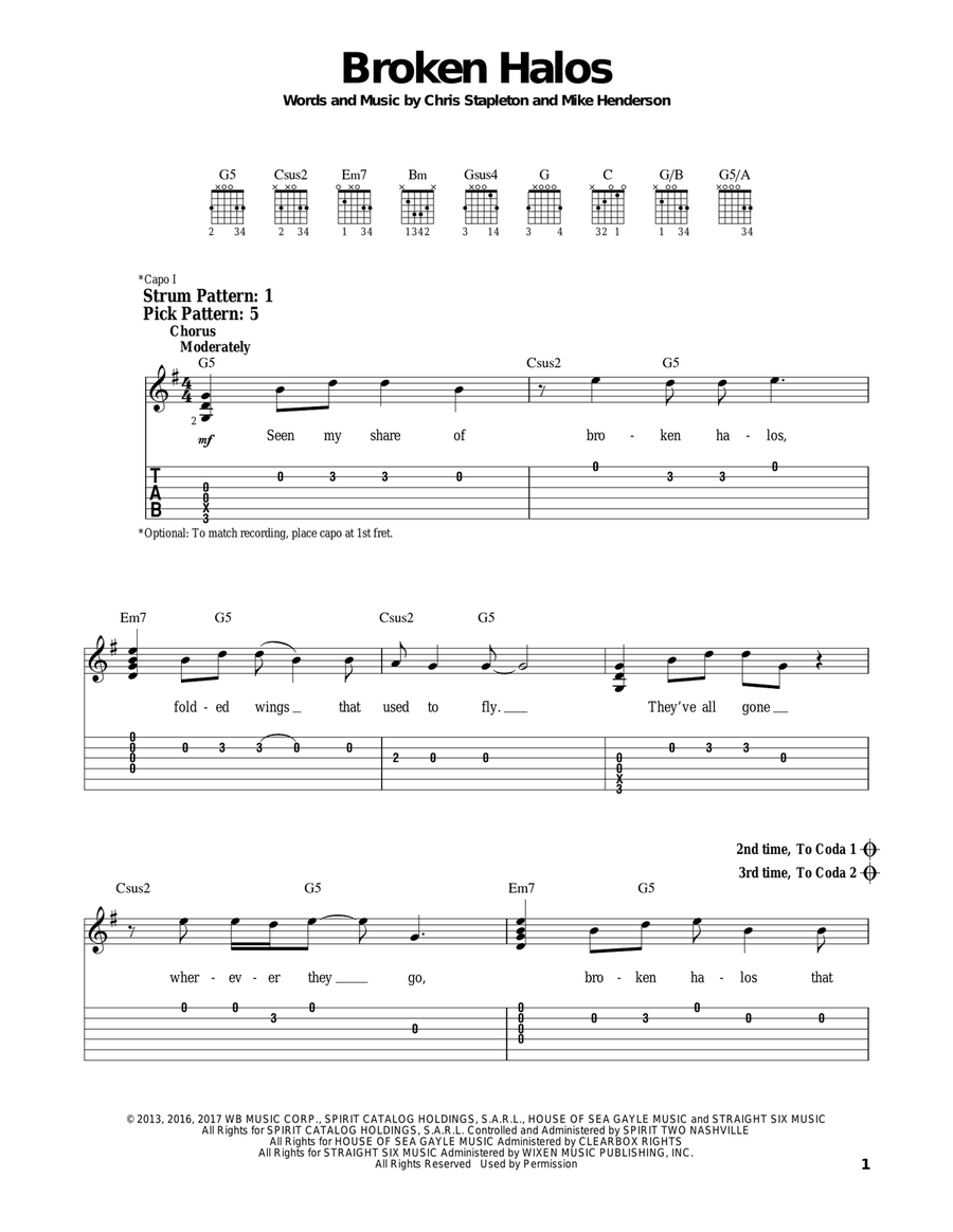 Broken Halos Acoustic Guitar scores gallery preview page 1