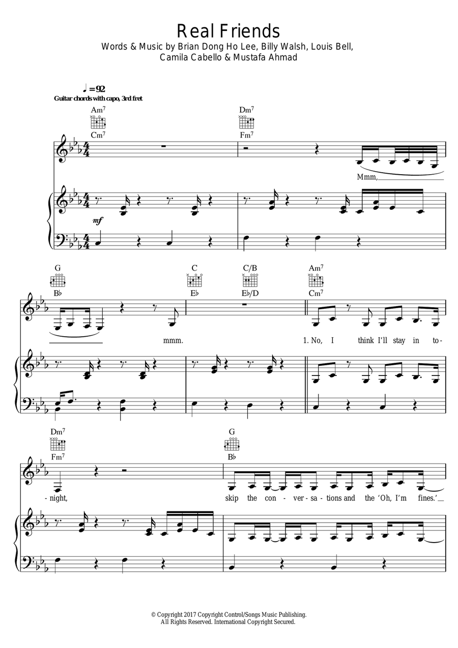 Real Friends Piano, Vocal scores gallery preview page 1