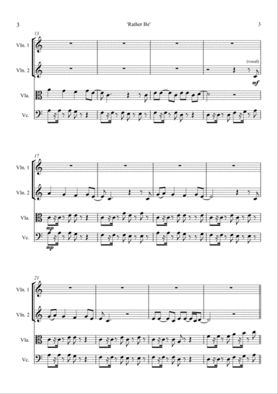 Rather Be String Quartet scores gallery preview page 3