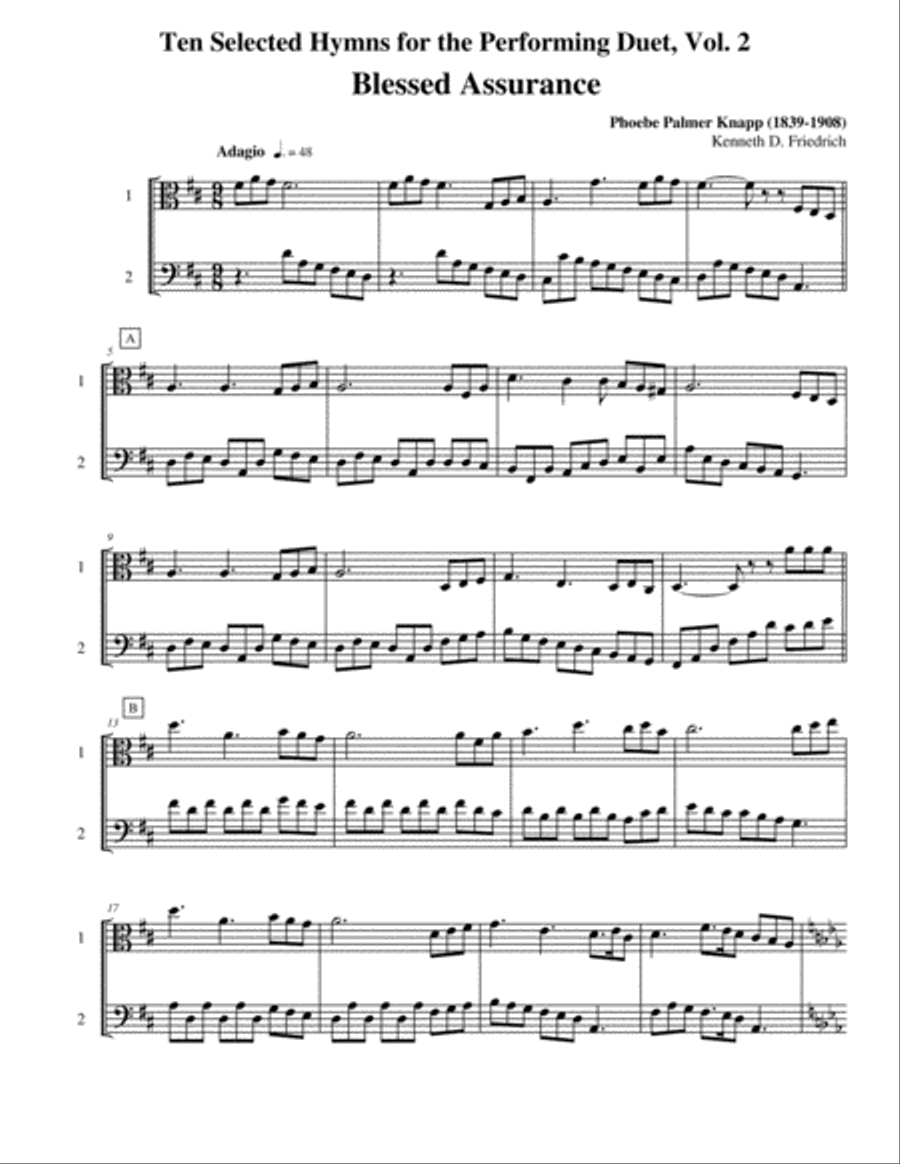 Ten Selected Hymns for the Performing Duet, Vol. 2 - viola and cello String Duet scores gallery preview page 1