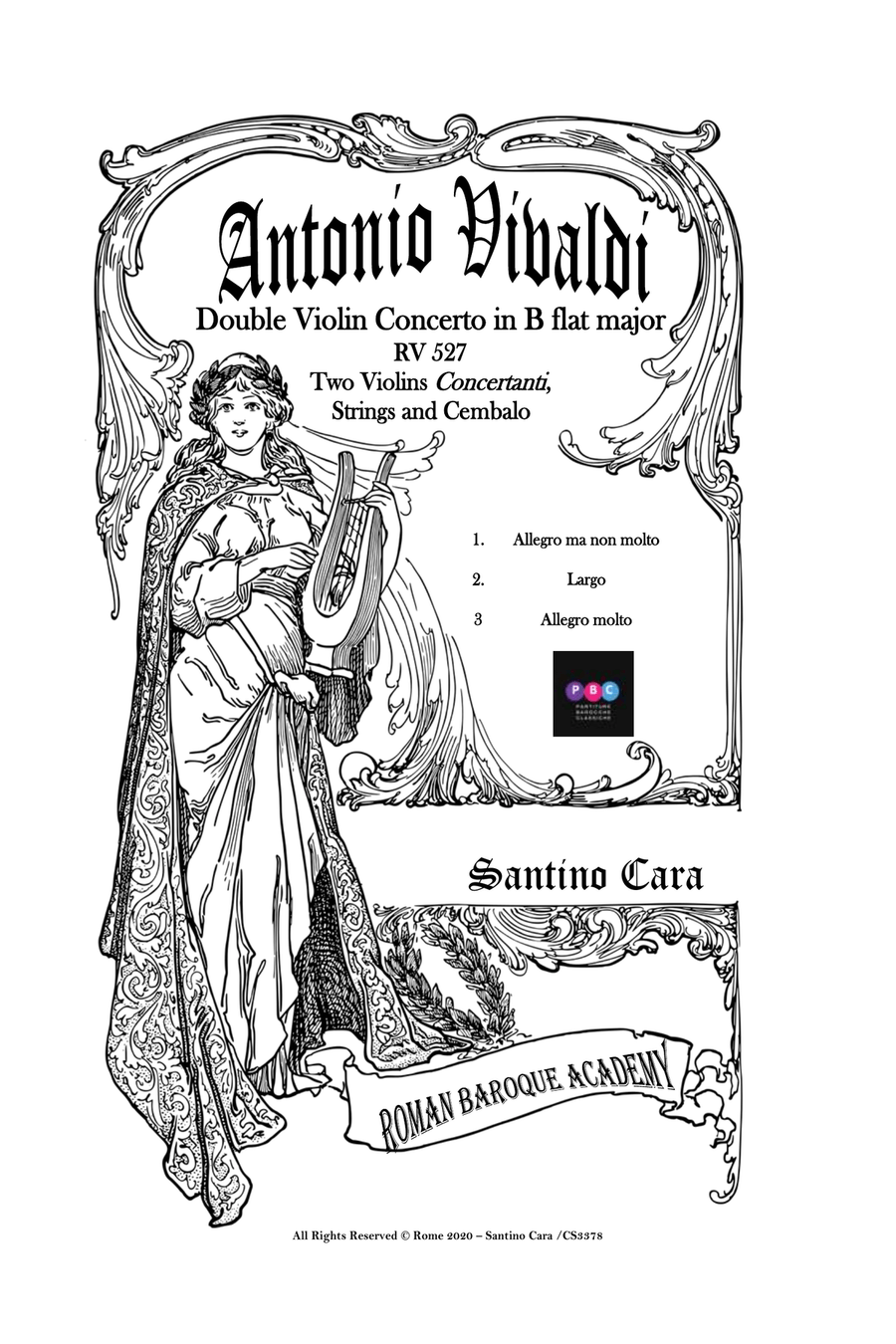 Vivaldi - Double Violin Concerto in B flat major RV 527 for Two Violins, Strings and Cembalo Chamber Orchestra scores gallery preview page 1