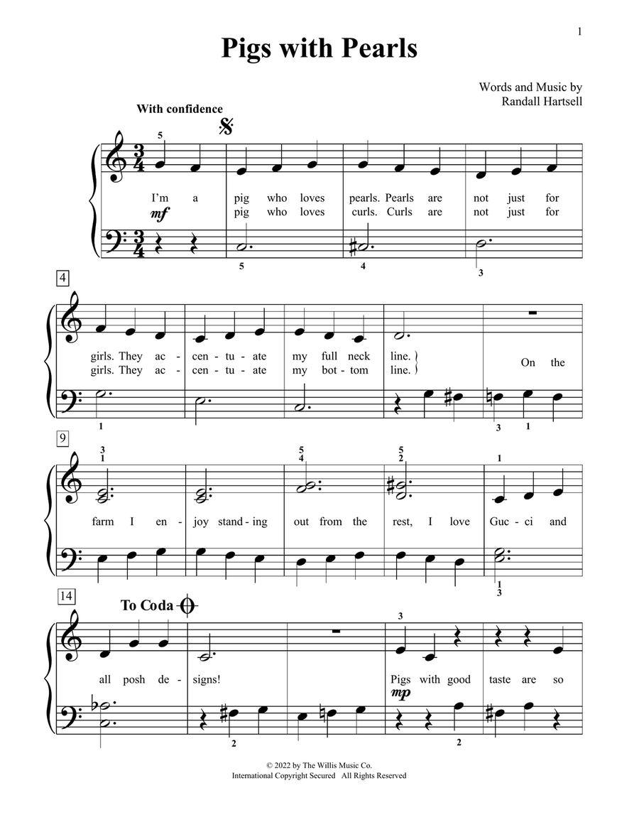 Pigs With Pearls Pigs With Pearls Piano Method scores gallery preview page 1