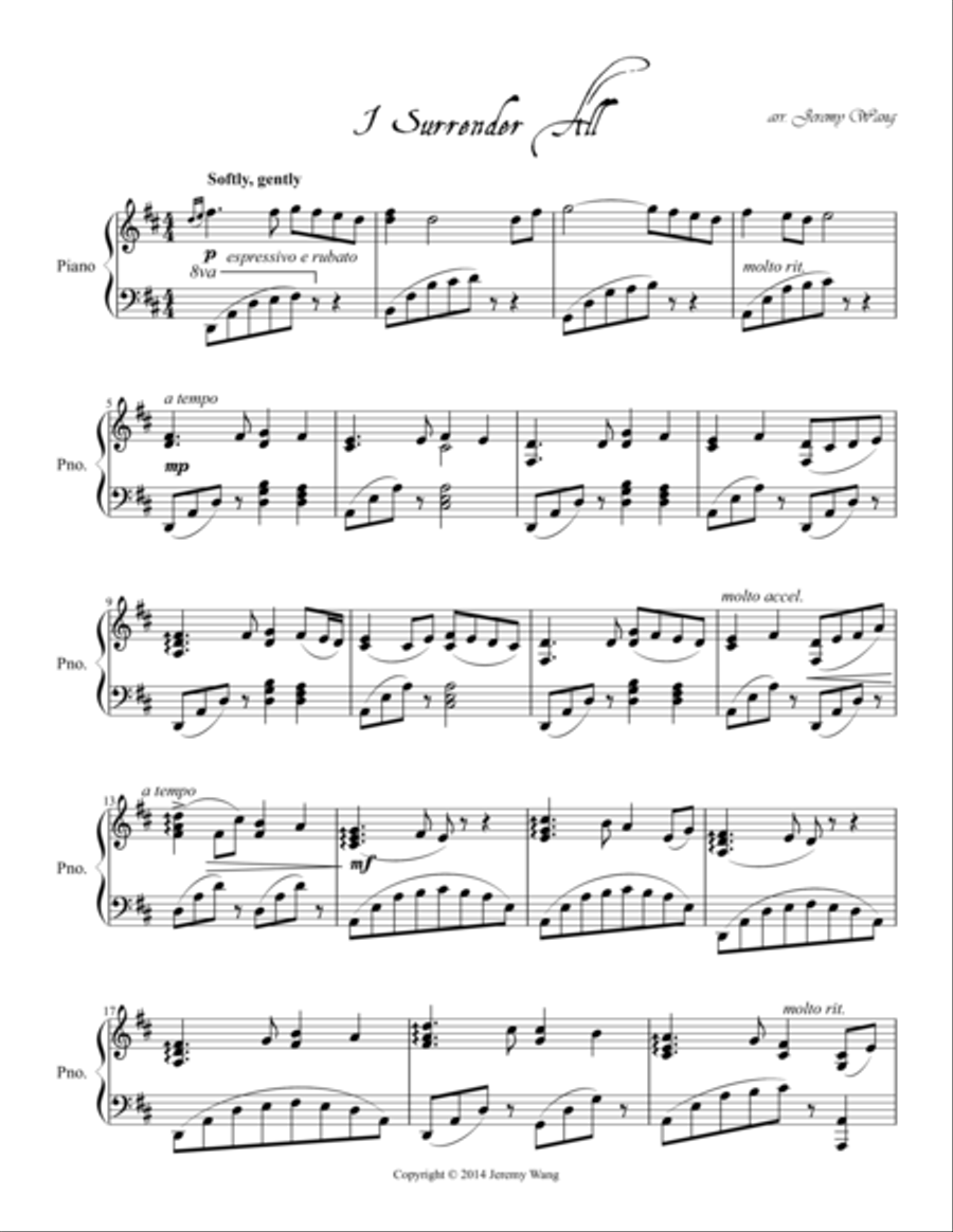 I Surrender All for piano Piano Solo scores gallery preview page 1