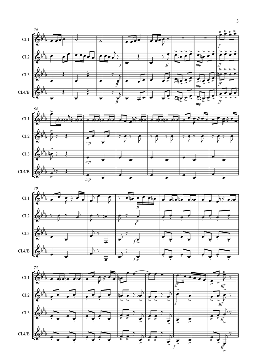 Radetzky March for Clarinet Quartet Clarinet Quartet scores gallery preview page 3