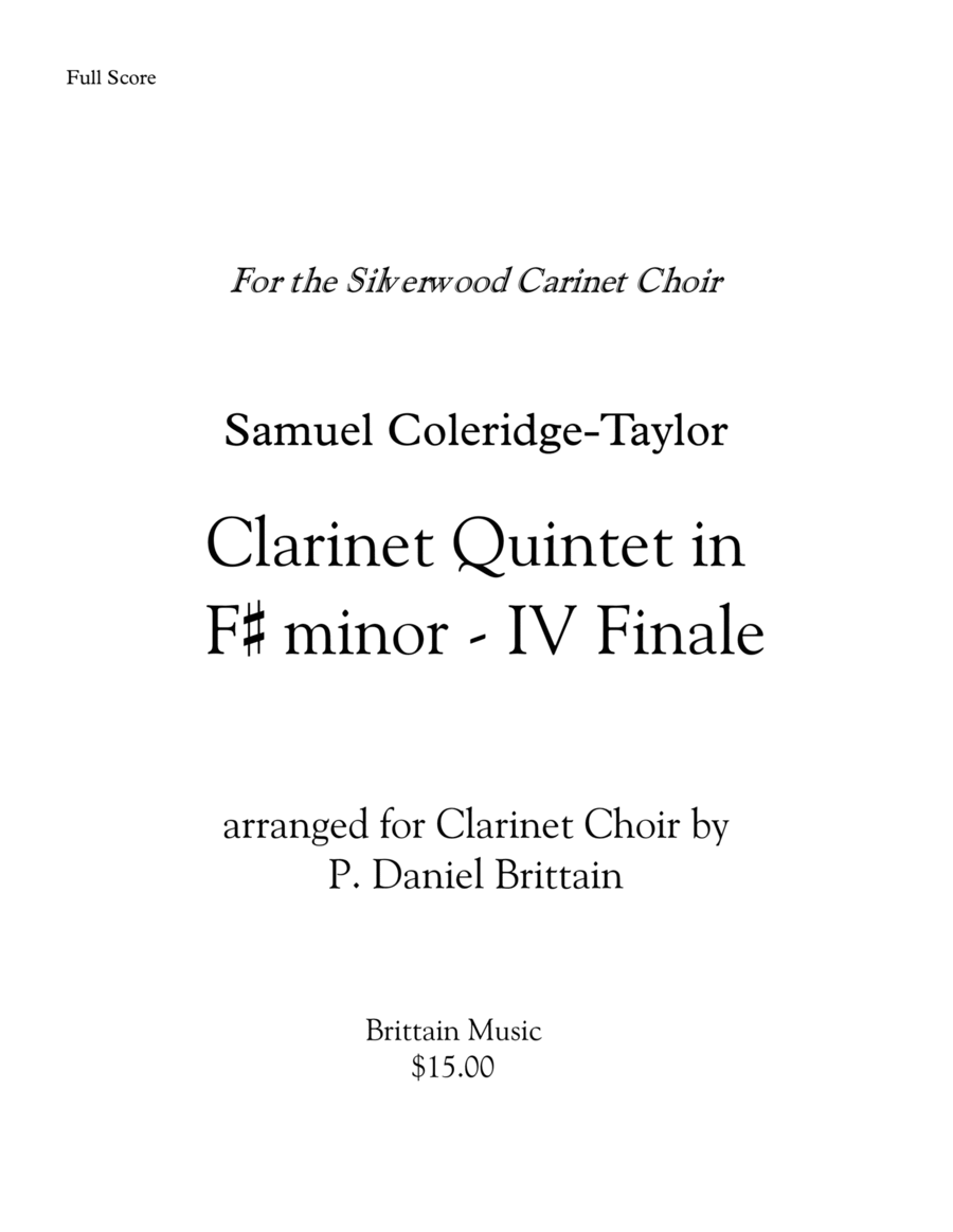 Finale from Clarinet Quintet in F# minor