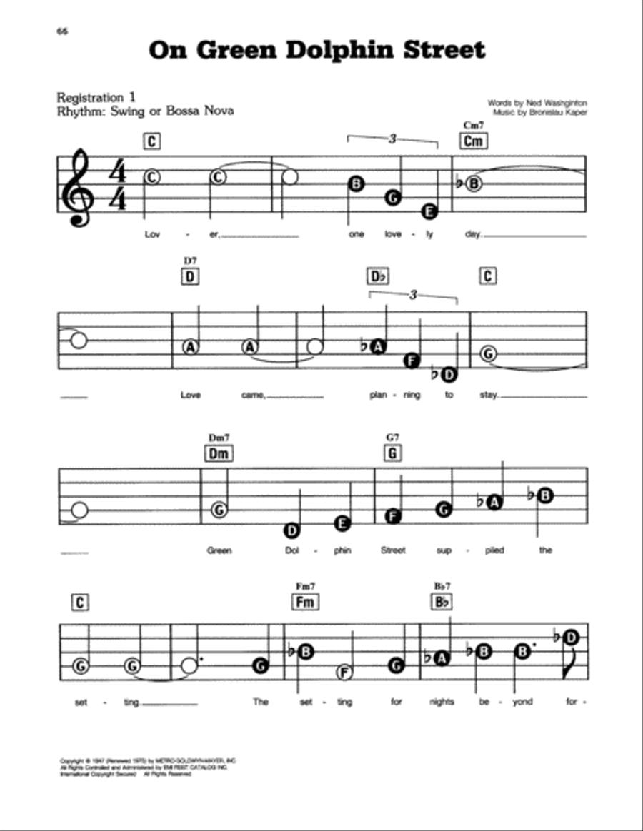 On Green Dolphin Street Electronic Keyboard scores gallery preview page 1