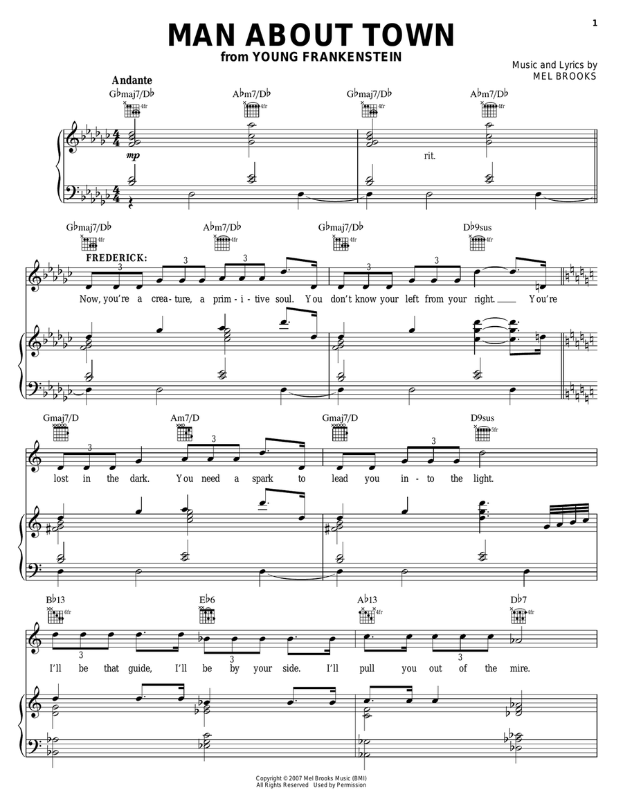 Man About Town Man About Town Piano, Vocal, Guitar scores gallery preview page 1