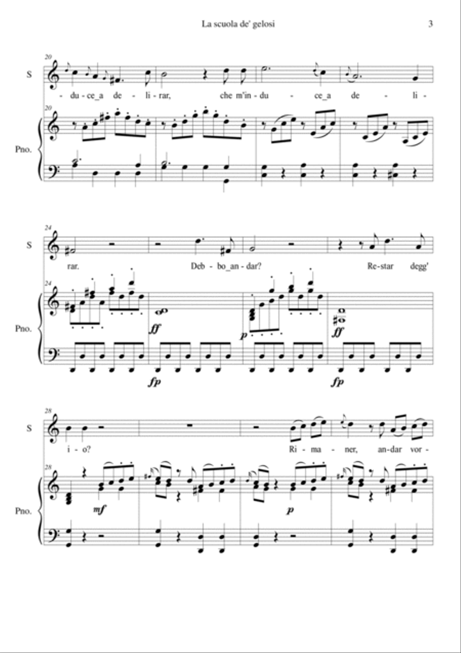 La scuola de' gelosi - Aria della Contessa - I Atto, Scena 21 Soprano Voice scores gallery preview page 4