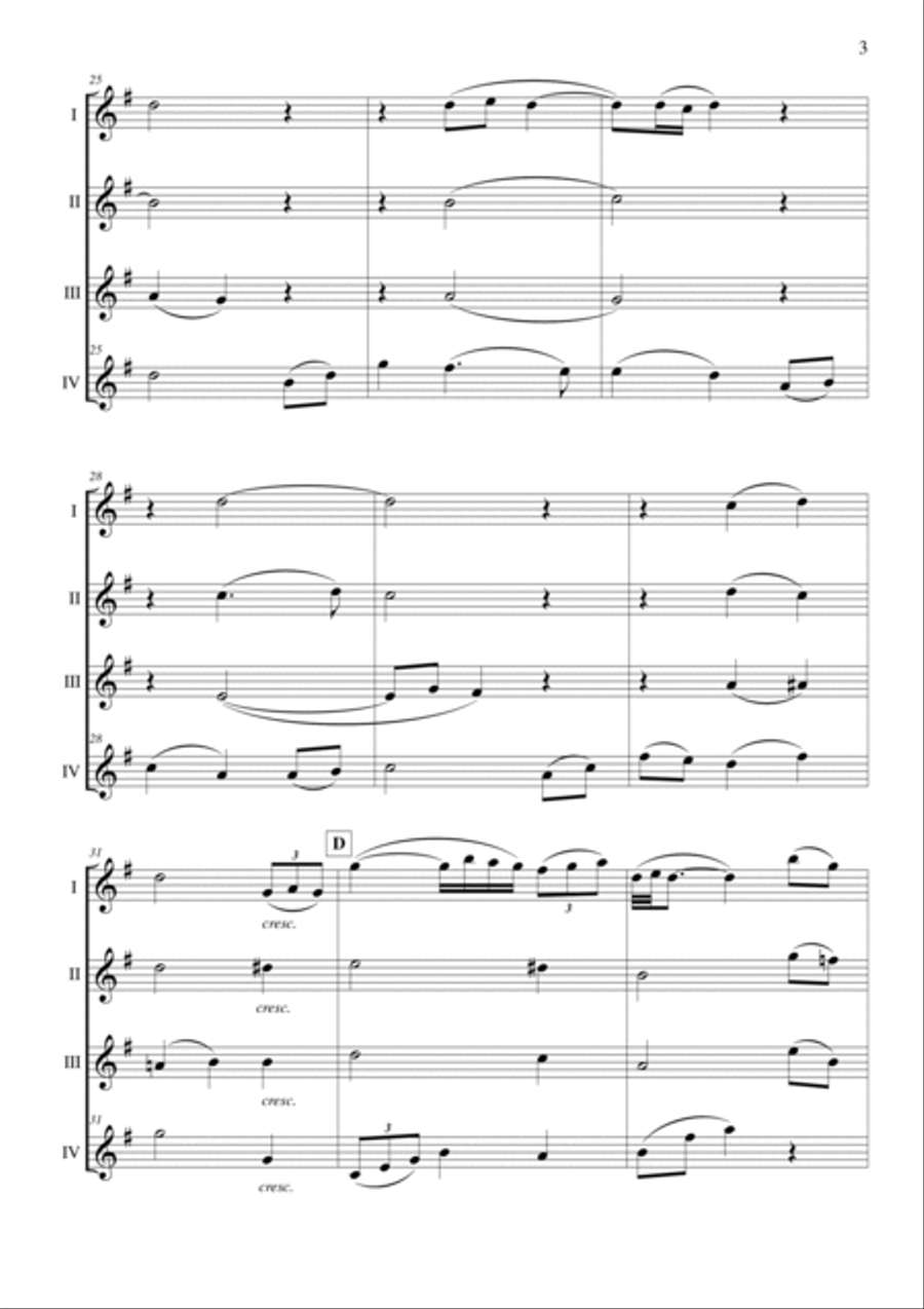 Brahms Lullaby Flute Quartet scores gallery preview page 3