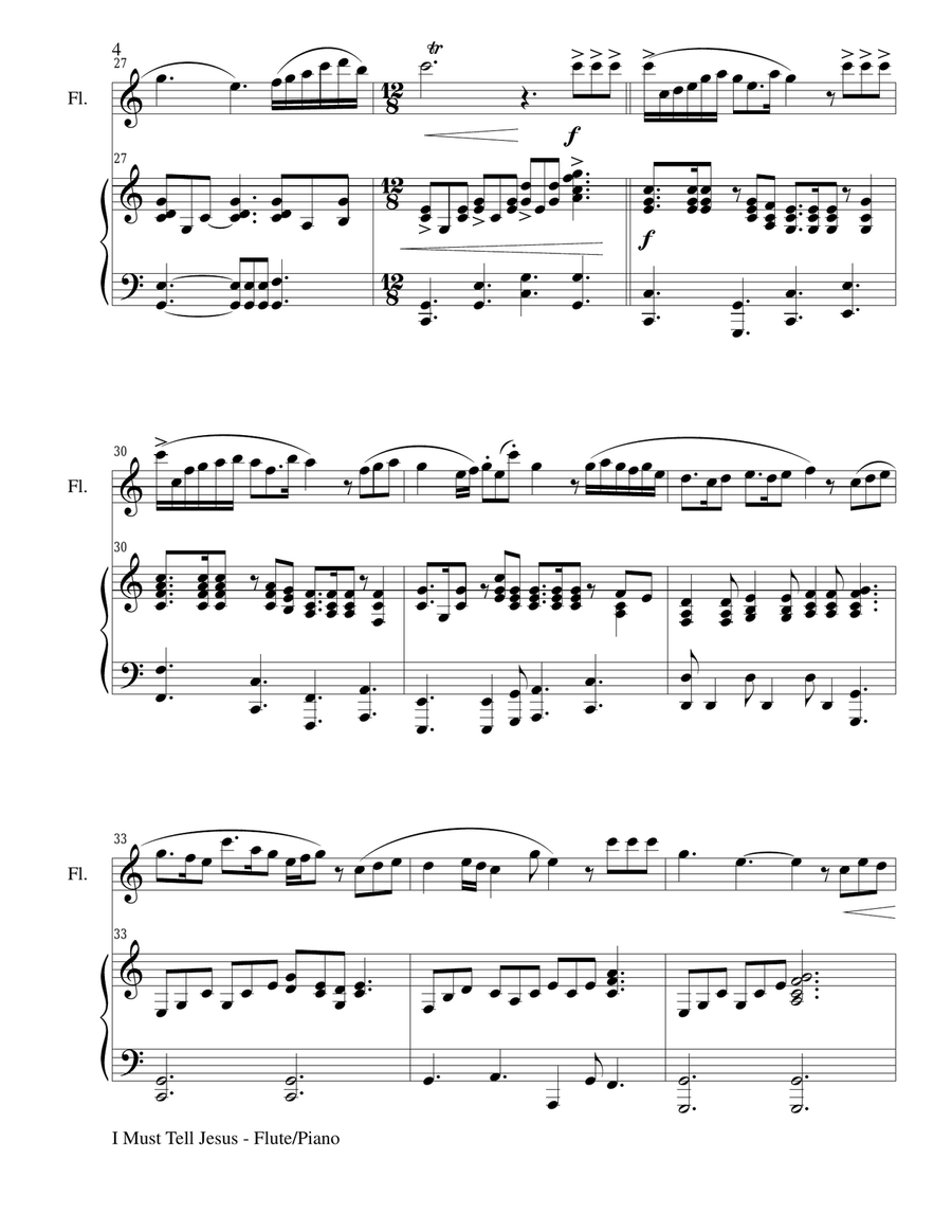 I MUST TELL JESUS (Flute/Piano and Flute Part) Flute scores gallery preview page 4