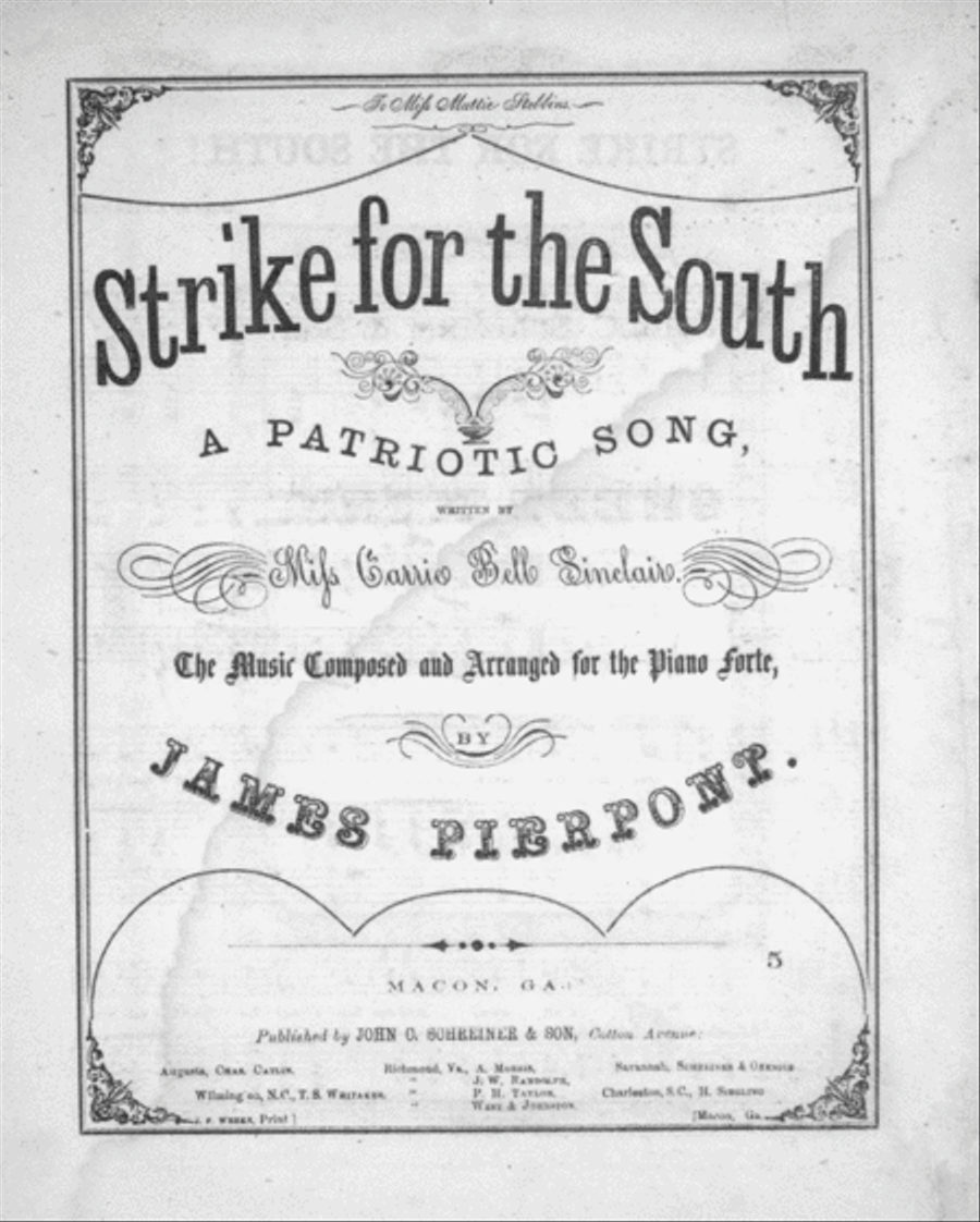 Strike for the South. A Patriotic Song Voice scores gallery preview page 1