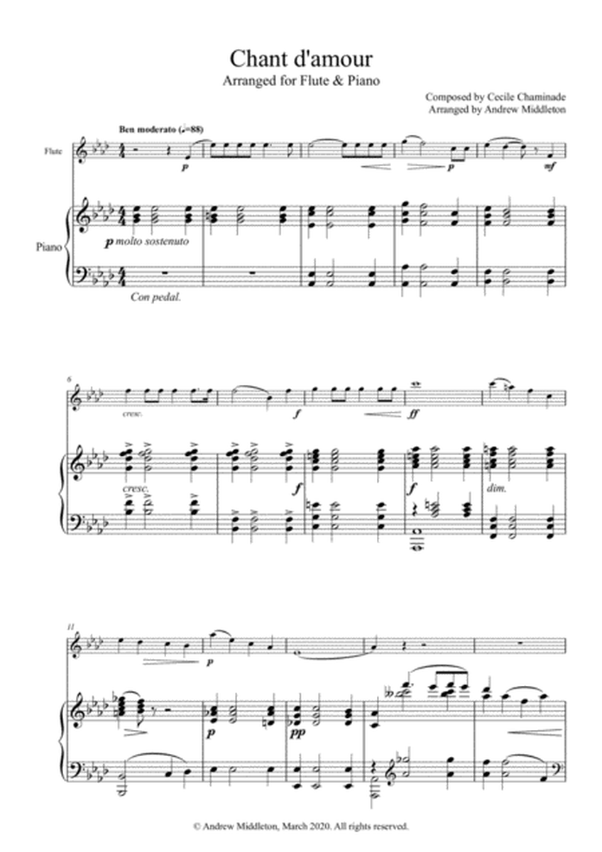 Chant d'amour arranged for Flute and Piano image number null