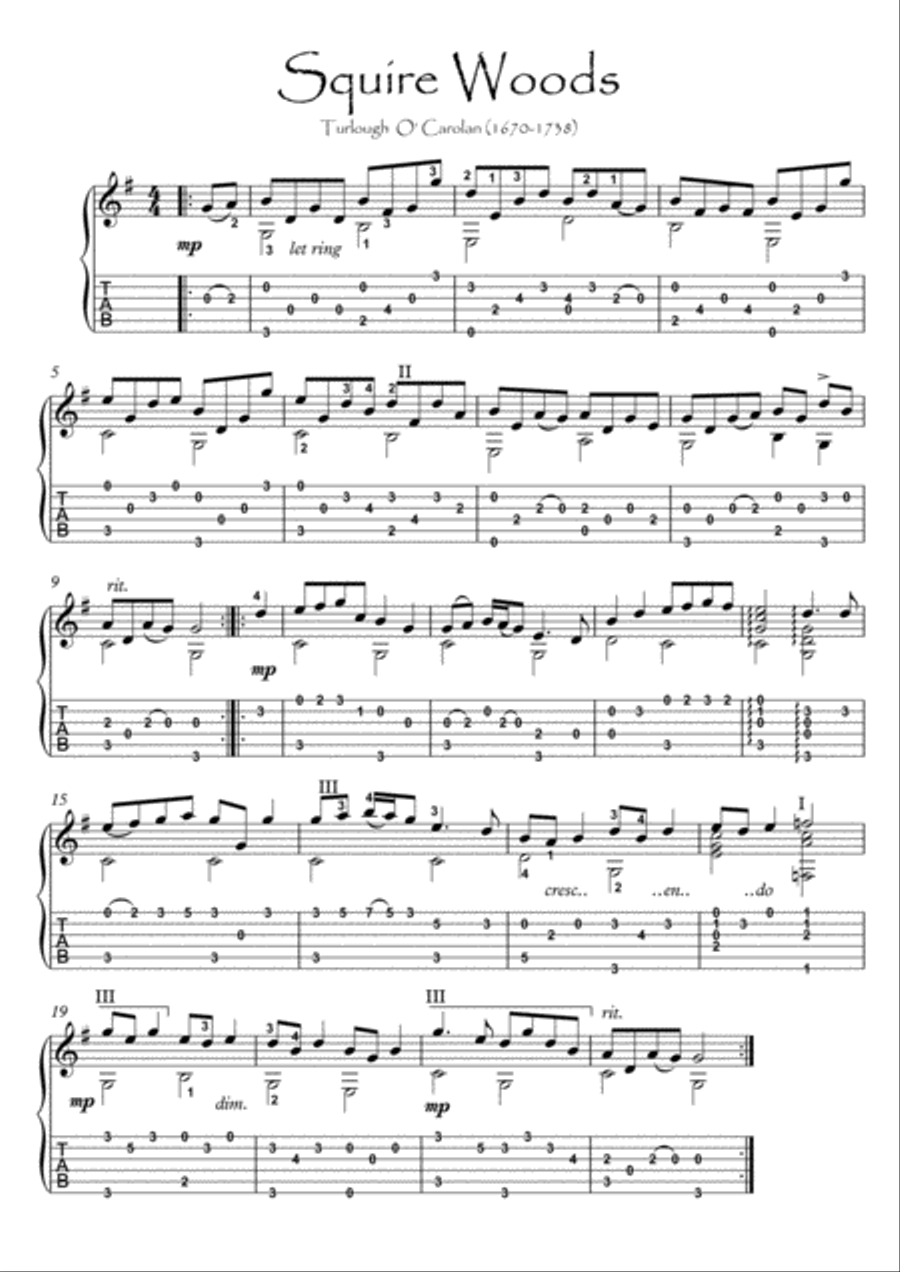 Classical Guitar Anthology by Turlough O Carolan with tablature Acoustic Guitar scores gallery preview page 2