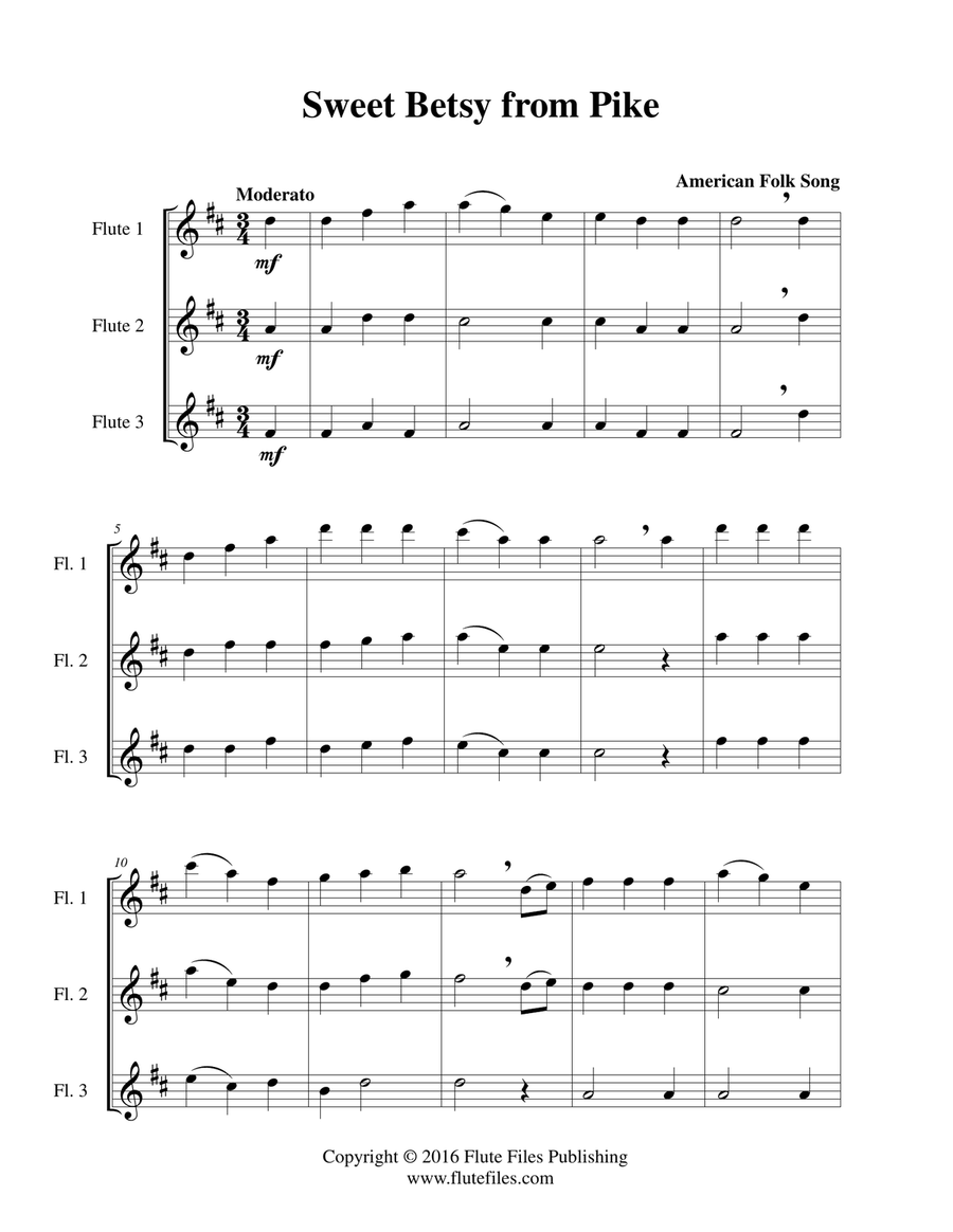 Sweet Betsy from Pike - Flute Trio Flute Trio scores gallery preview page 3