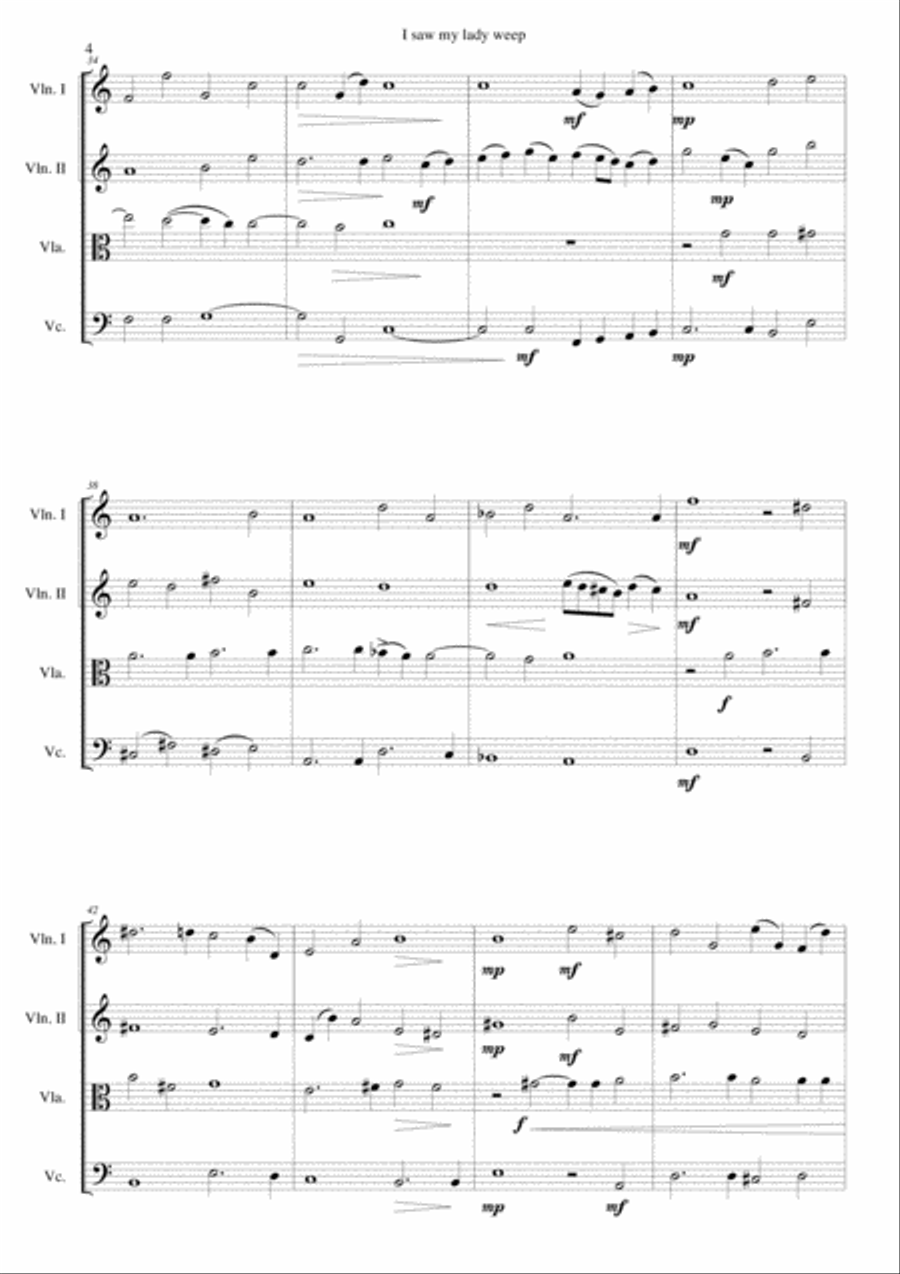 I saw my lady weep for string quartet String Quartet scores gallery preview page 4