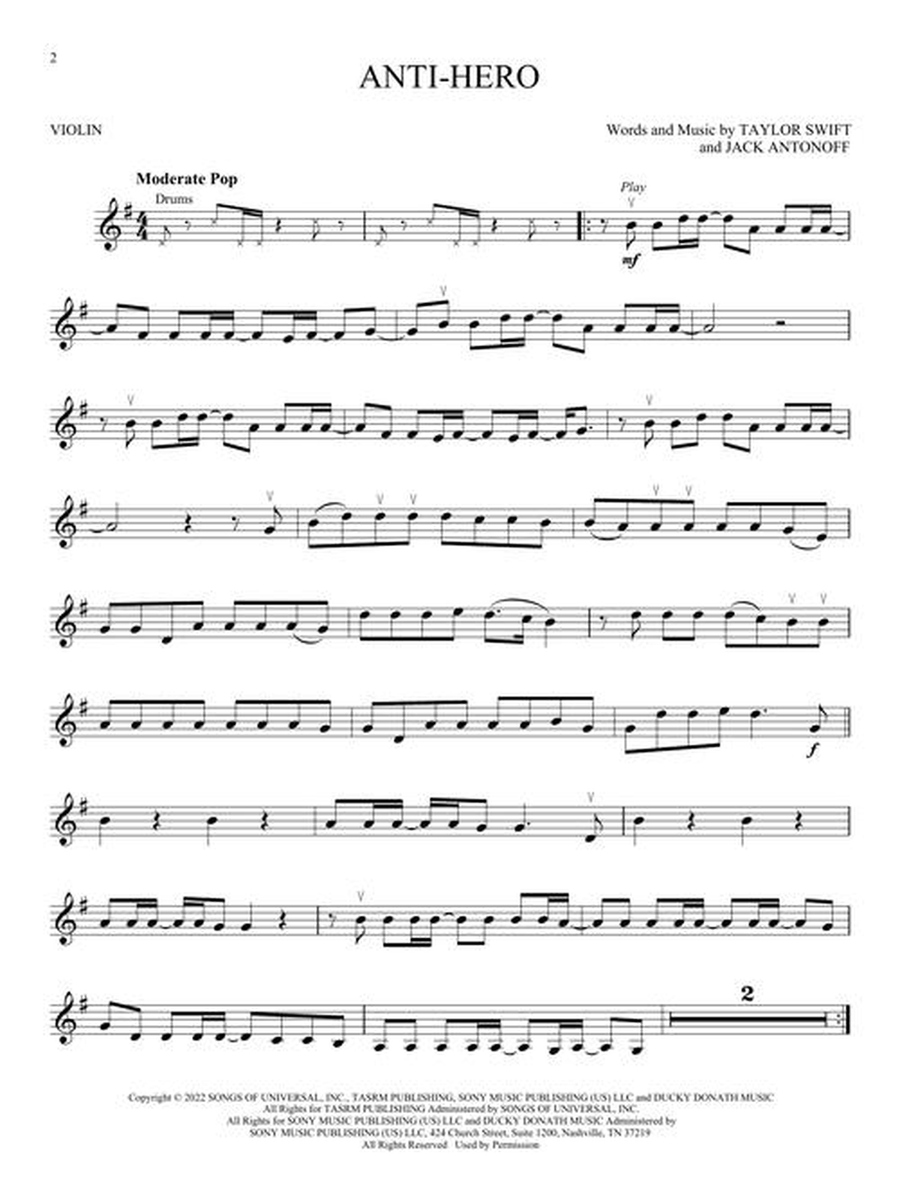 Taylor Swift – Selections from Midnights & The Tortured Poets Department Violin Solo scores gallery preview page 4