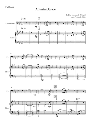 Amazing Grace for Cello Solo and Piano Accompaniment with Chords