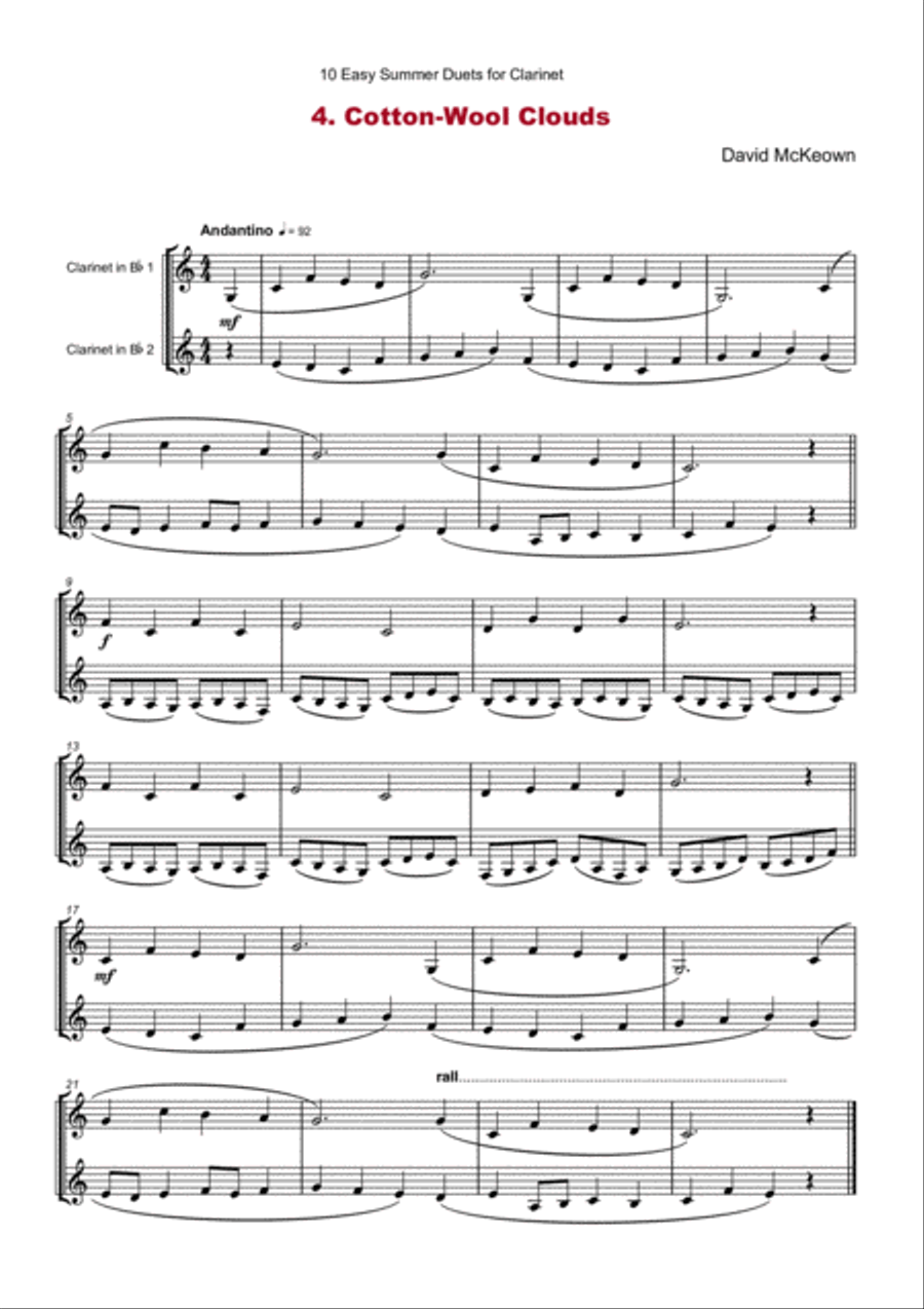 10 Easy Summer Duets for Clarinet Clarinet Duet scores gallery preview page 6