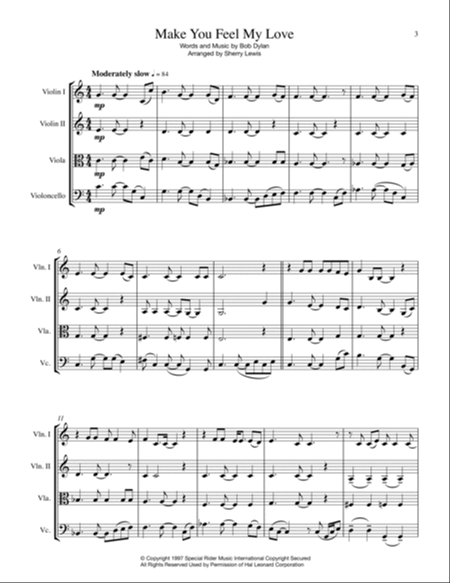Make You Feel My Love String Quartet scores gallery preview page 4