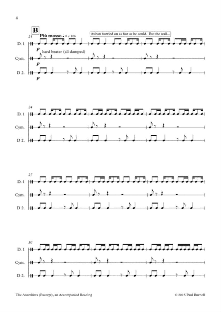 The Anarchists (Excerpt), an Accompanied Reading Percussion Ensemble scores gallery preview page 4
