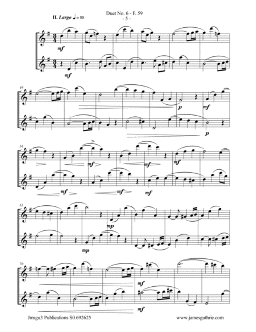 WF Bach: Duet No. 6 for Tenor Sax Duo Woodwind Duet scores gallery preview page 5