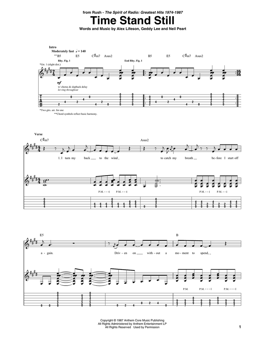 Time Stand Still Time Stand Still Guitar Tablature scores gallery preview page 1