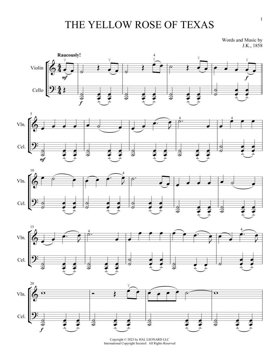 The Yellow Rose Of Texas (arr. Michelle Hynson) String Duet scores gallery preview page 1
