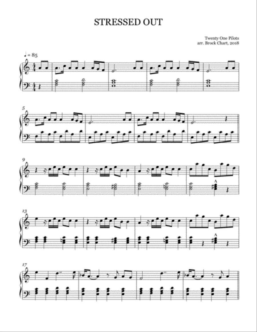 Stressed Out Stressed Out Easy Piano scores gallery preview page 1