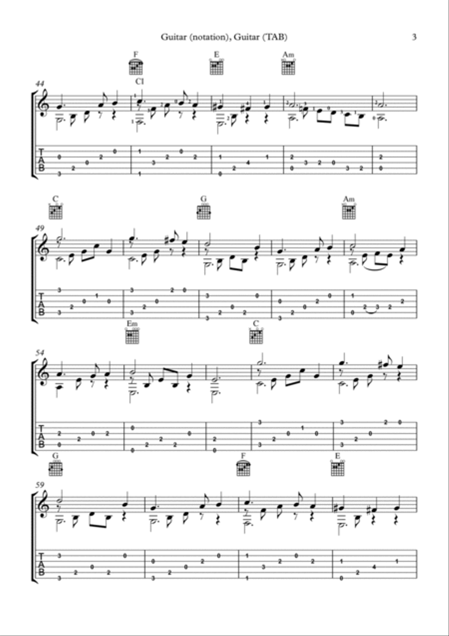 Greensleeves - Theme and Variations - Fingerstyle (Solo Guitar) Acoustic Guitar scores gallery preview page 4