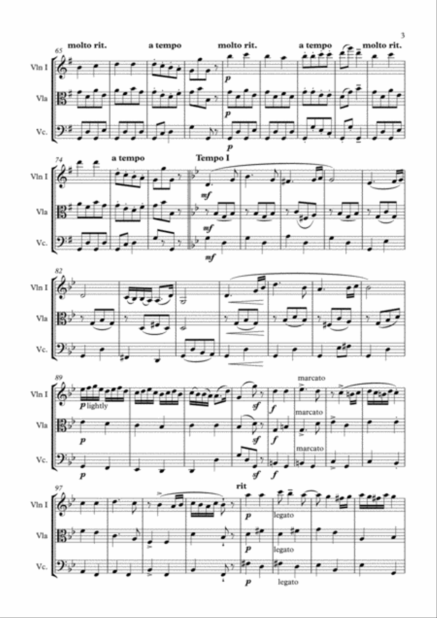 Hungarian Dance # 5 Hungarian Dance # 5 String Trio scores gallery preview page 3