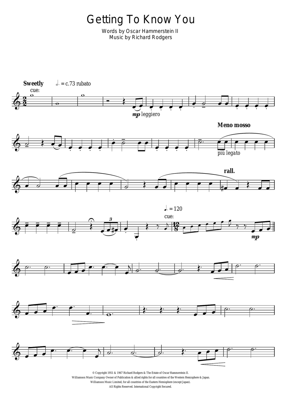 Getting To Know You (from The King And I) Trumpet Solo scores gallery preview page 1