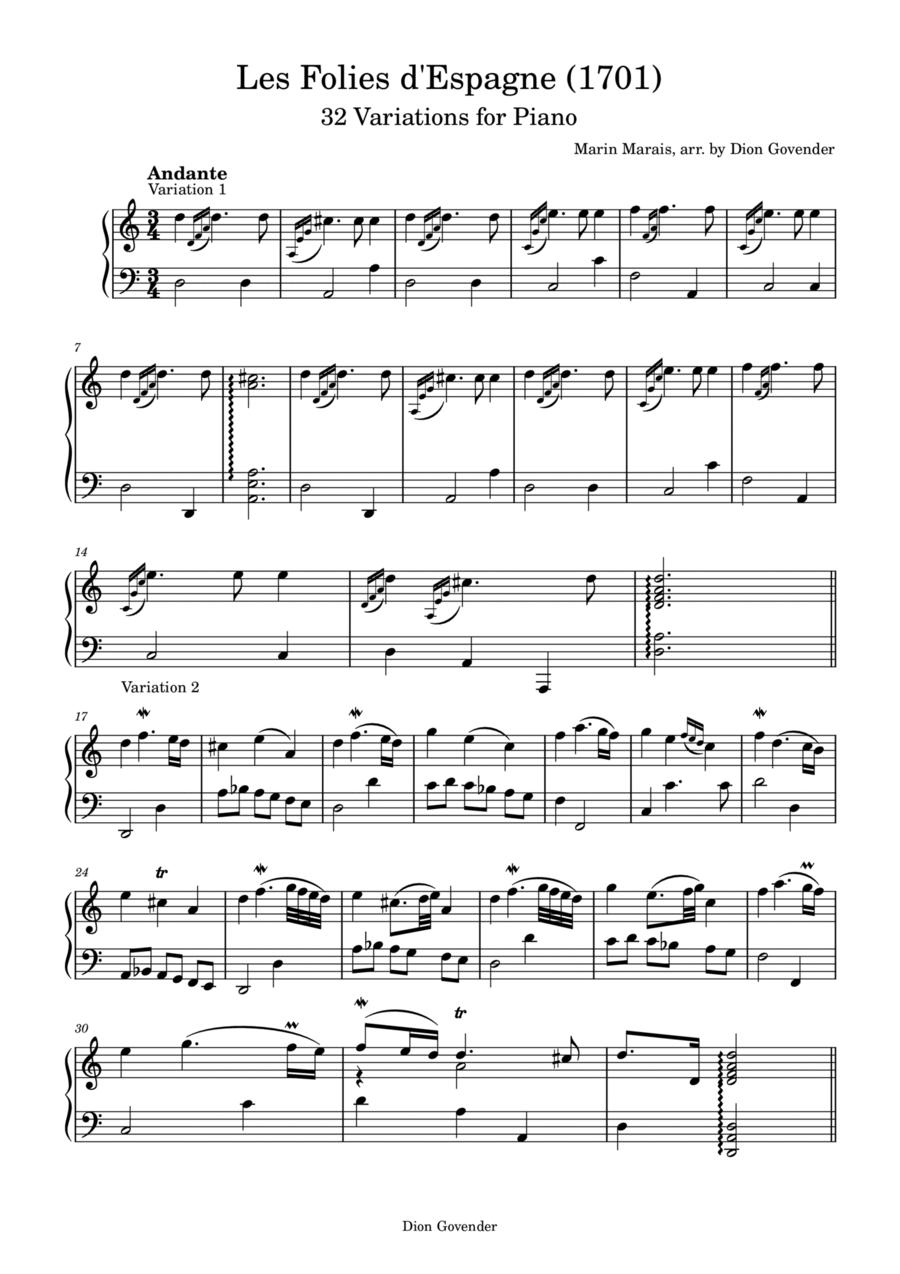 Les Folies d'Espagne Les Folies d'Espagne Piano Solo scores gallery preview page 1