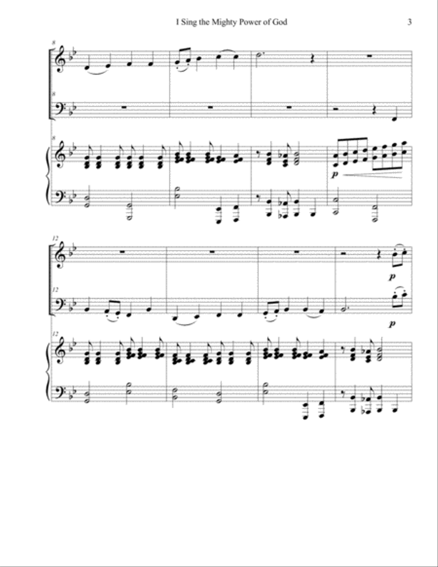 I Sing the Mighty Power of God - Violin/Cello Duet Piano Trio scores gallery preview page 3
