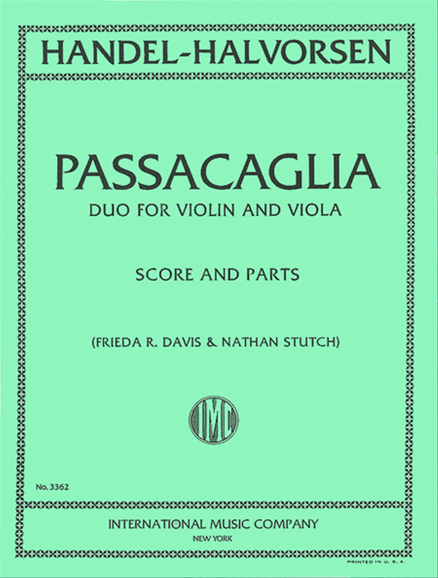 Passacaglia - Duo for Violin and Viola by George Frideric Handel String Duet - Sheet Music