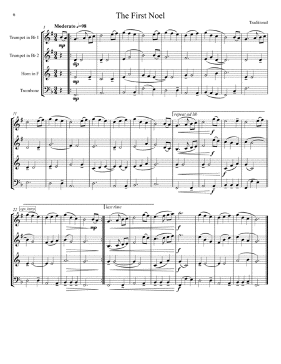 Twenty Christmas Carols for Brass Quartet Brass Quartet scores gallery preview page 6