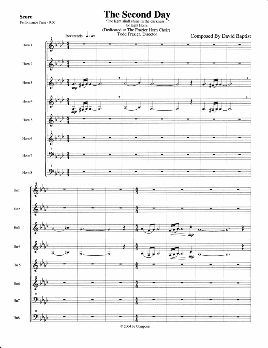 The Second Day for French Horn Octet Brass Ensemble scores gallery preview page 1