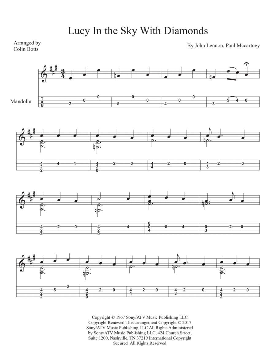 Lucy In The Sky With Diamonds Mandolin scores gallery preview page 1