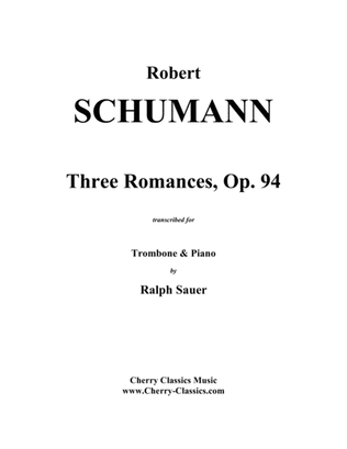 Book cover for Three Romances for Trombone and Piano op. 94