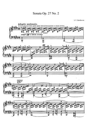 Book cover for Beethoven Sonata No. 14 Op. 27 No. 2 in C-sharp Minor. Moonlight sonata