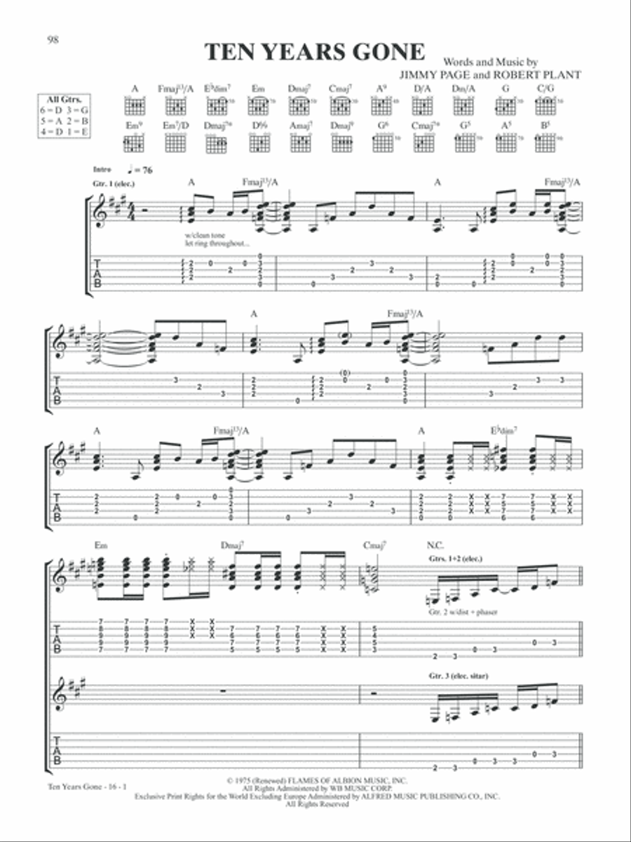 Led Zeppelin -- Physical Graffiti Platinum Guitar Electric Guitar scores gallery preview page 9