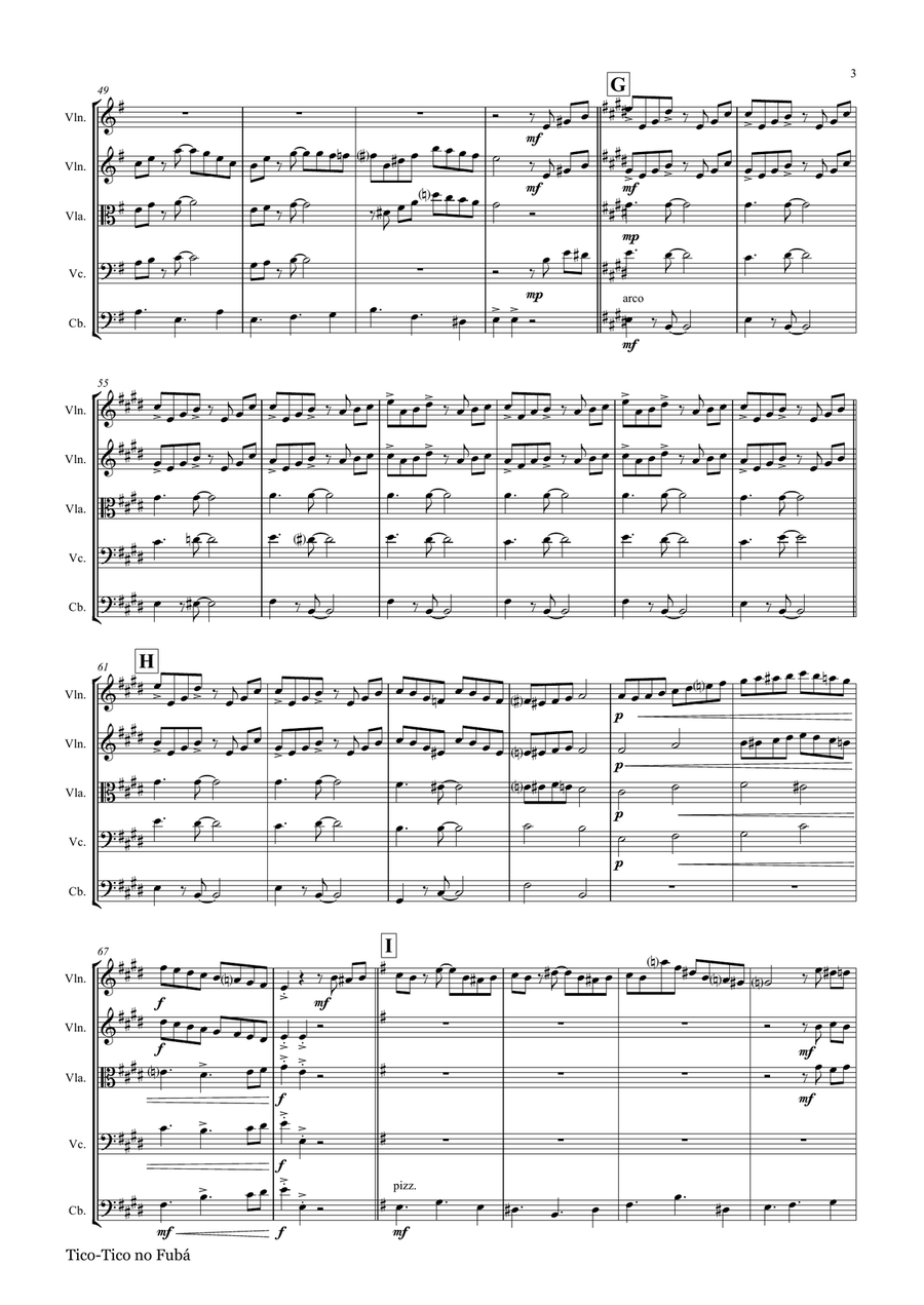 Tico-Tico no Fubá - Choro - String Quintet String Quartet scores gallery preview page 3